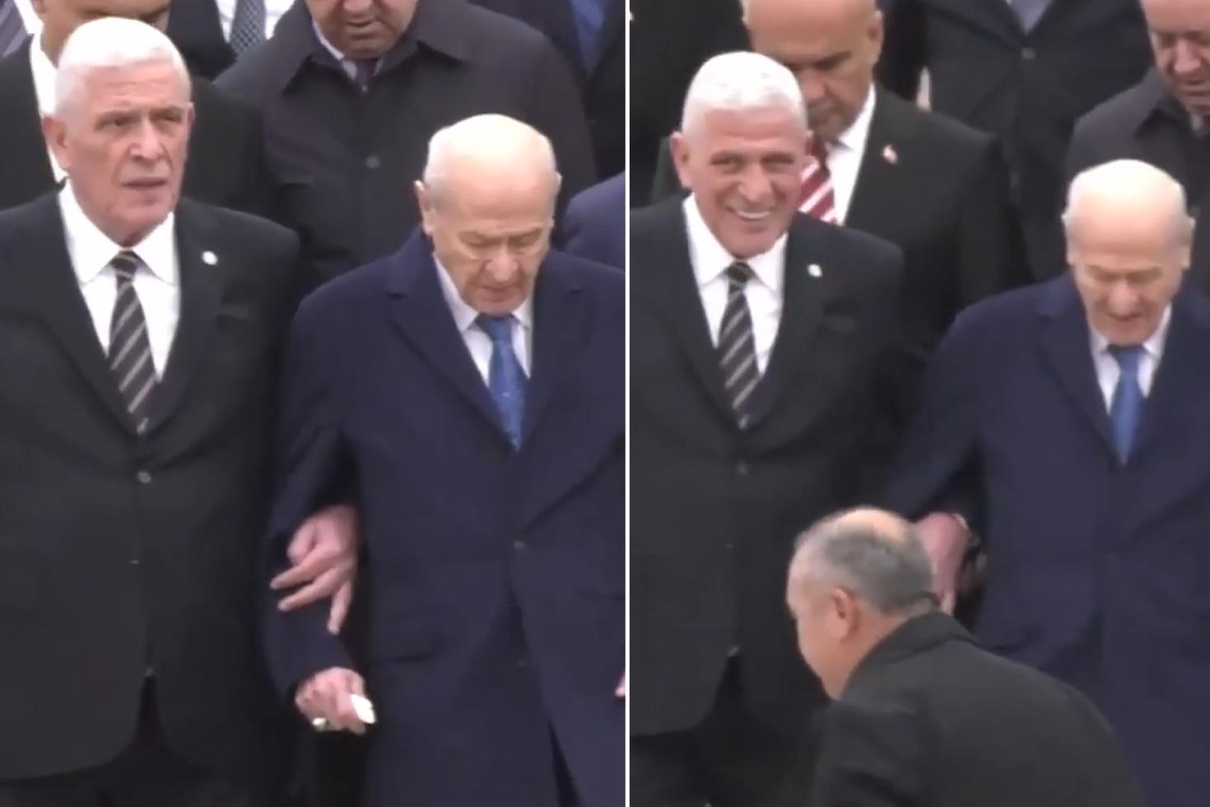 Anıtkabir'de dikkat çeken görüntü! Bahçeli ve Dervişoğlu kol kola yürüdü