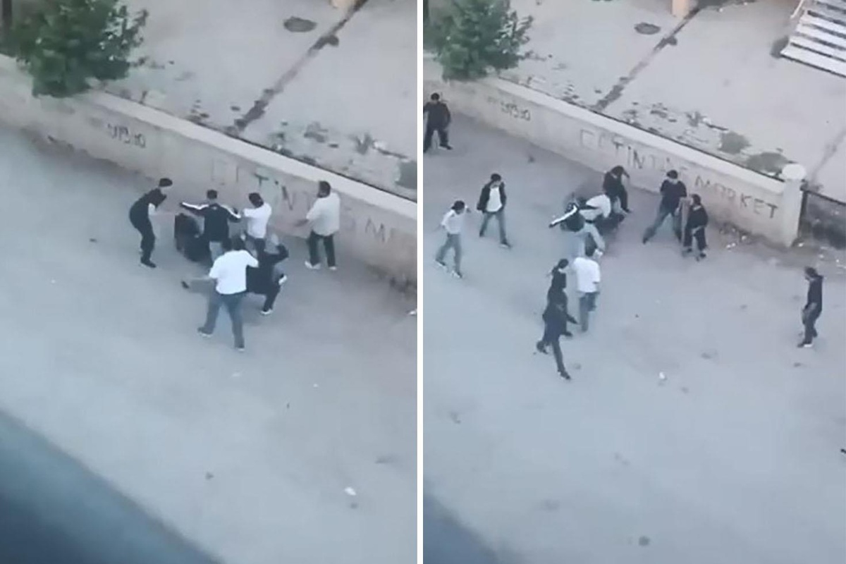 Elazığ'da gençler bir şahsı araya alıp öldüresiye darp etti, o anlar kamerada