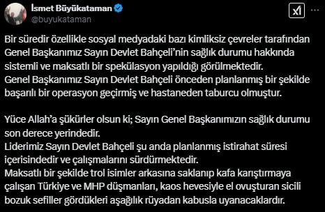 Bahçeli sağlık durumu