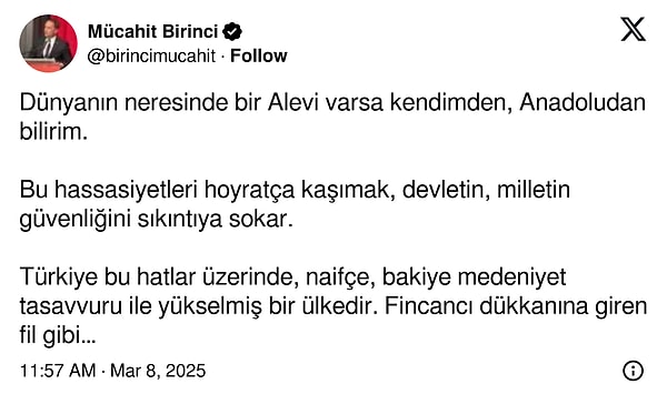 AKP'li Mücahit Birinci ise isim vermeden eleştirdi 👇