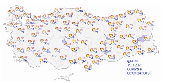 15 Mart 2025 Cumartesi hava nasıl olacak? 👇