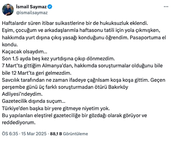 İsmail Saymaz'ın paylaşımı