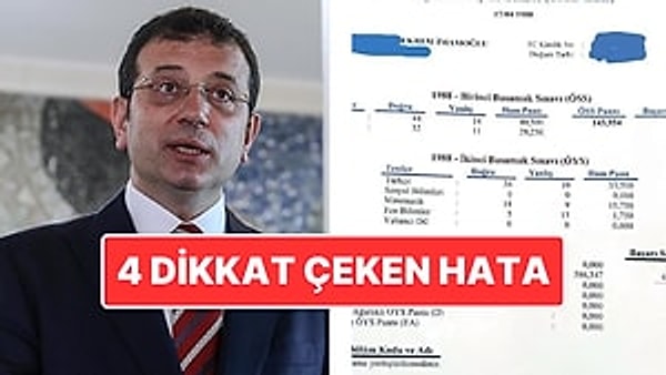 Sabah Gazetesi ise dün Ekrem İmamoğlu’nun olduğu iddiasıyla bir ÖSYM sınav sonuç belgesi yayınladı. Ancak belgedeki hatalar sosyal medyada tartışma konusu oldu.