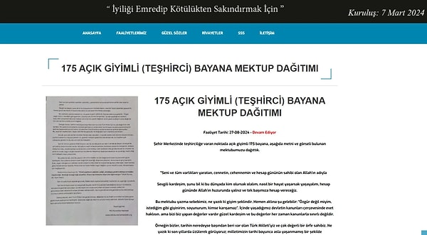 Grup, faaliyetlerini alenen web sitesi aracılığıyla duyuruyor 👇