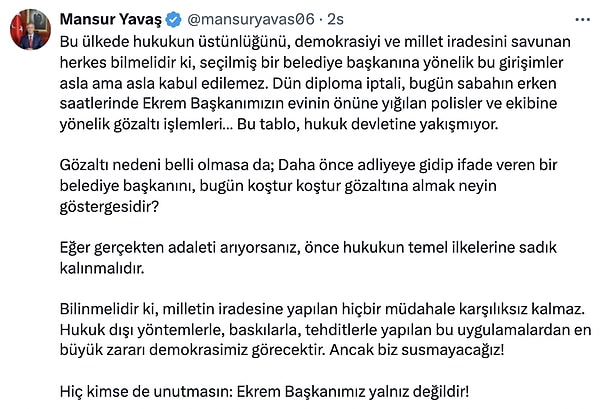 Ankara Büyükşehir Belediye Başkanı Mansur Yavaş