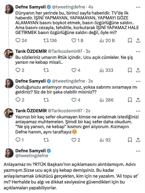 "Ucu açık cümleler. Ne şiş yansın ne kebap" diyerek eleştirilerde bulunan bir takipçisine öfkeli bir yanıt veren Samyeli;