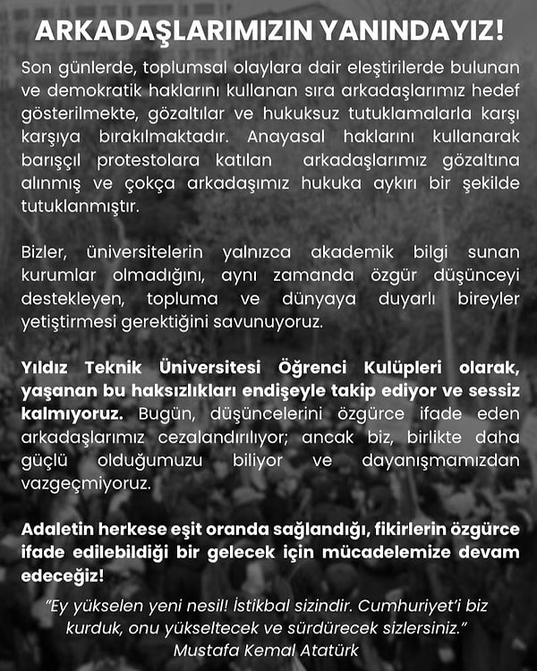 Yeni dönemde öğrenci kulüpleri önemli bir açıklama yaptı.