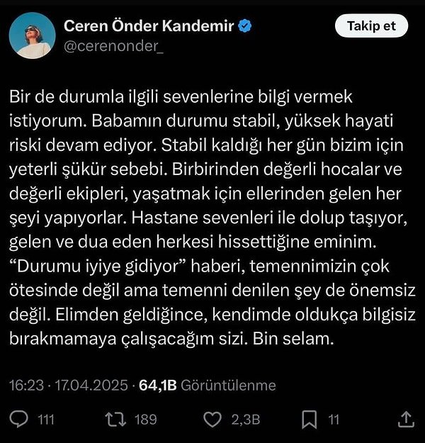 İşte o paylaşım: