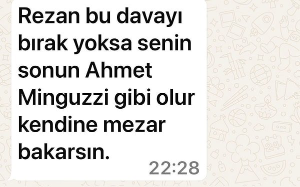 Avukat Rezan Epözdemir'in Aldığı Tehdit Mesajı.