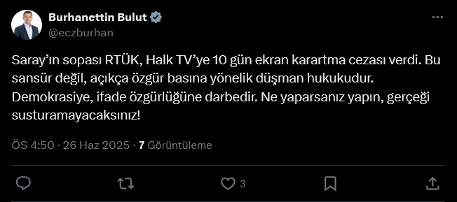 Burhanettin Bulut'un sözleri hakkında paylaşım