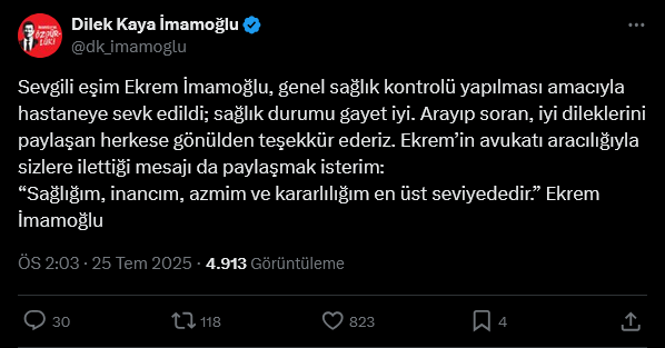 Dilek İmamoğlu'nun açıklaması