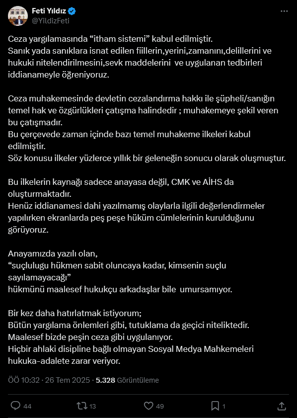 Feti Yıldız Ceza Yargılamasında İtham Sistemi