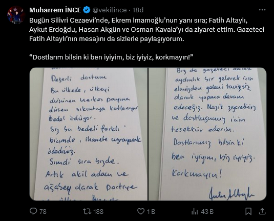 Muharrem İnce ve Ekrem İmamoğlu