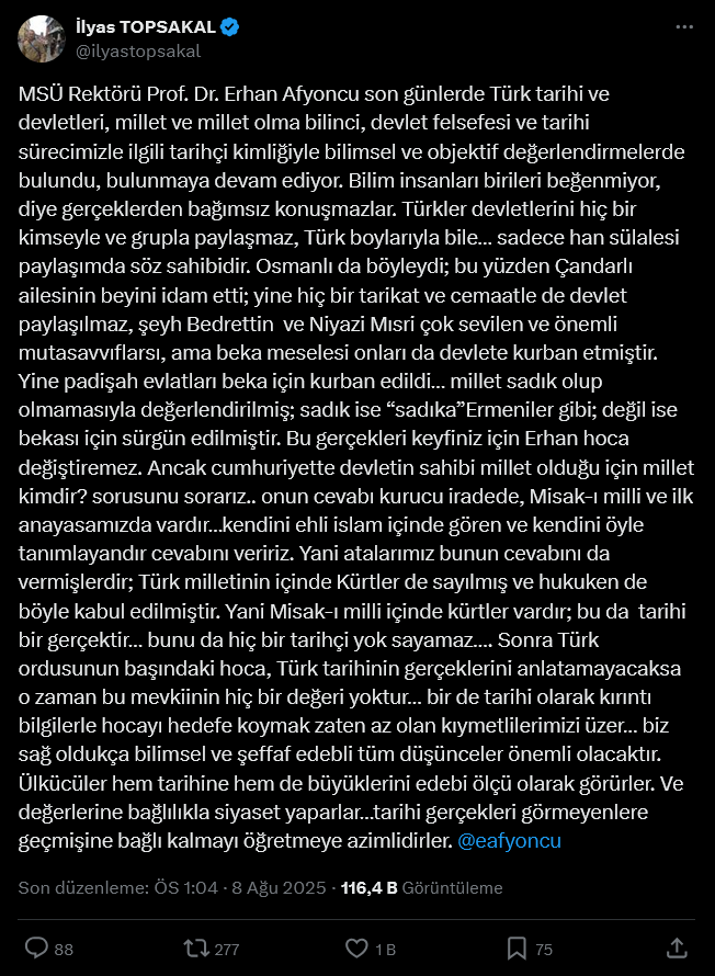 İlyas Topsakal'ın Erhan Afyoncu'ya destek açıklaması