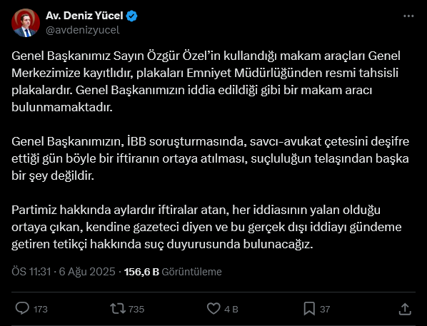 Deniz Yücel'in yaptığı açıklamaların yer aldığı görsel