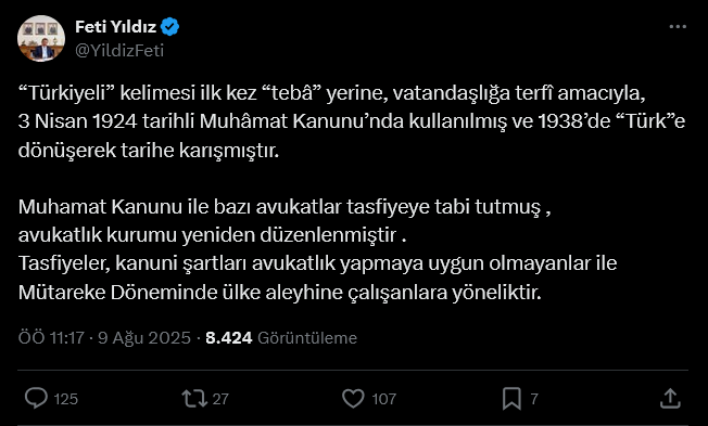 Feti Yıldız'ın Türkiyeli kelimesinin tarihçesi hakkında yaptığı açıklama